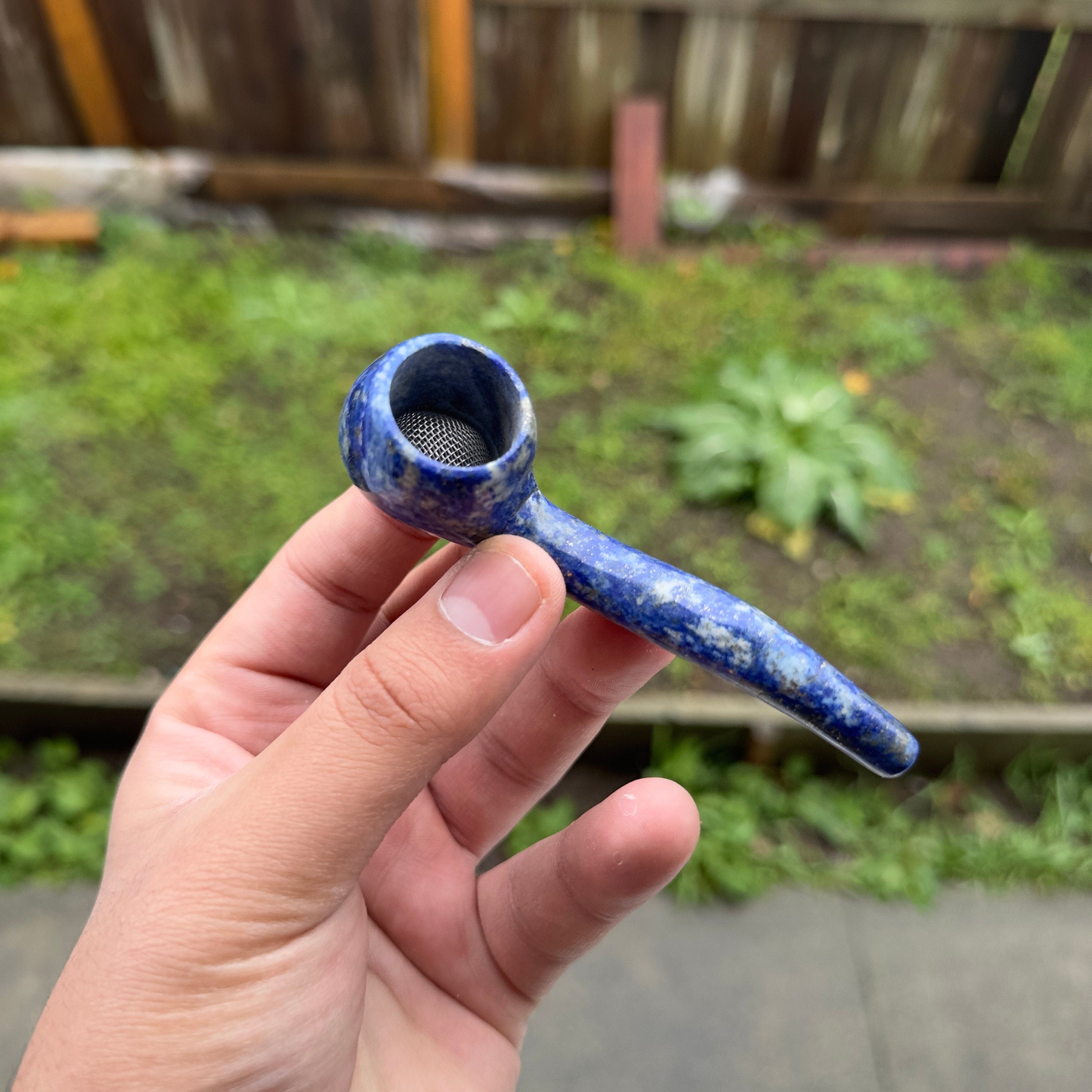 Smoking pipes made from natural lapis lazuli stone