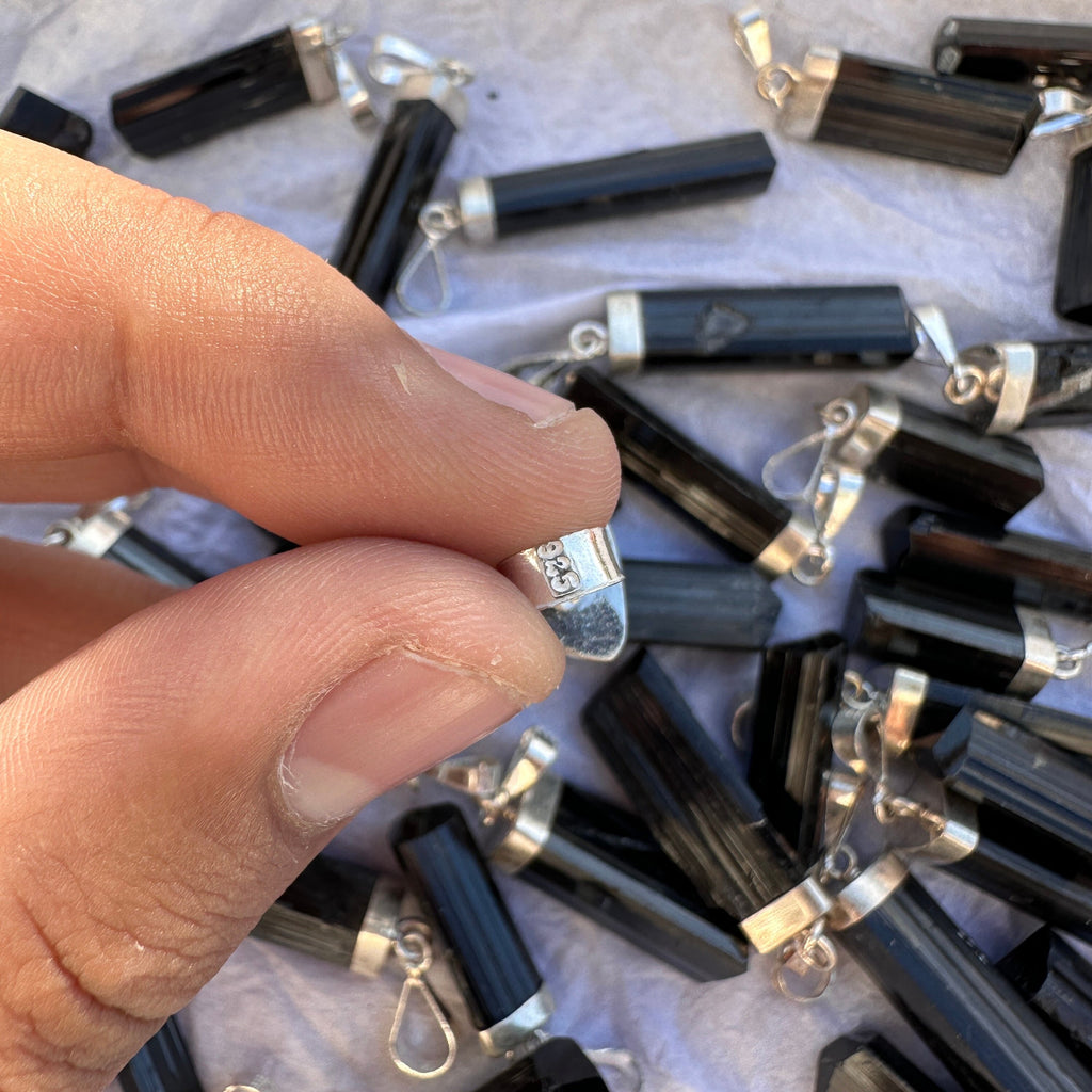 Black Tourmaline Earrings, Natural 925 Sterling Silver Hooks, Afghanistan Gemstone