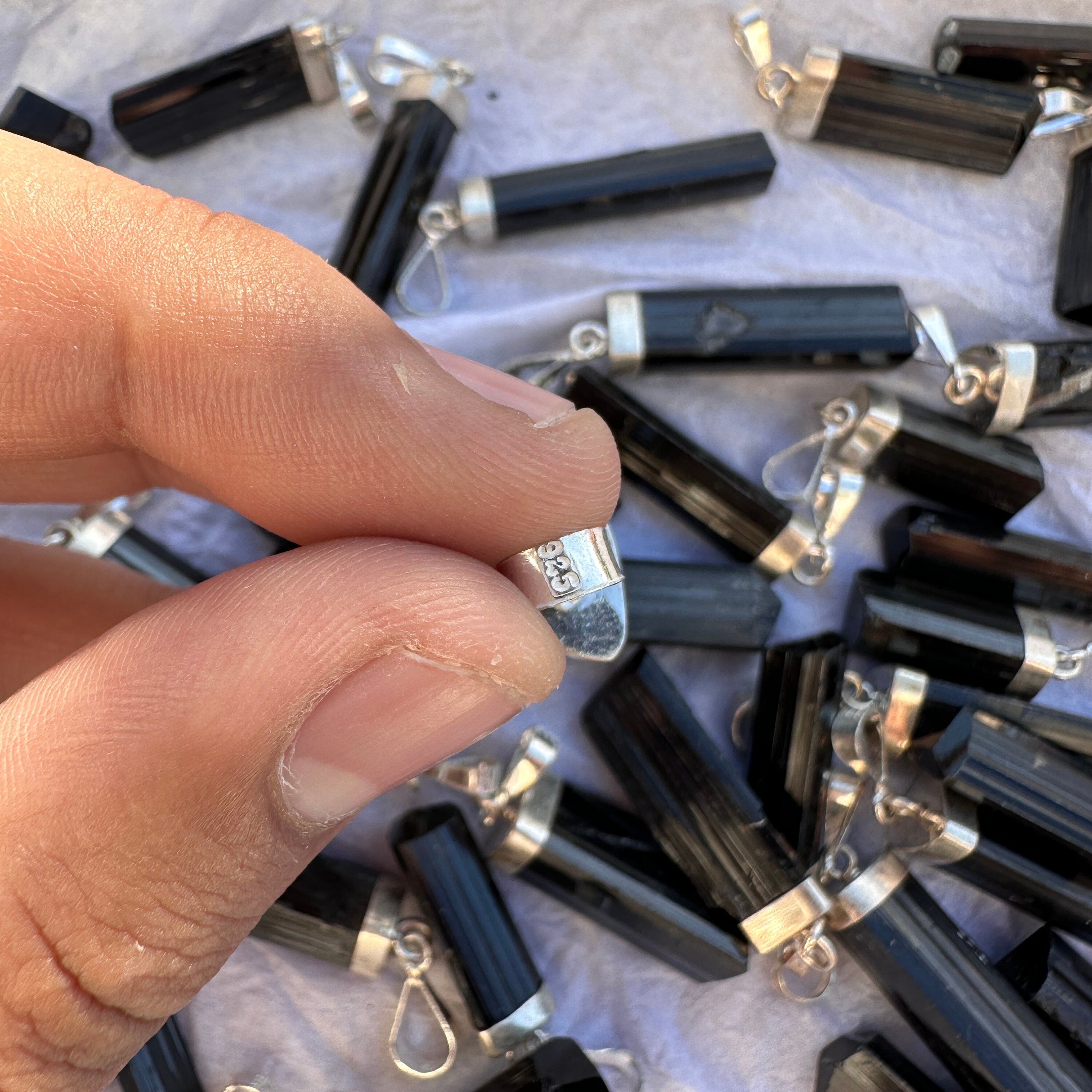 Black Tourmaline Earrings, Natural 925 Sterling Silver Hooks, Afghanistan Gemstone