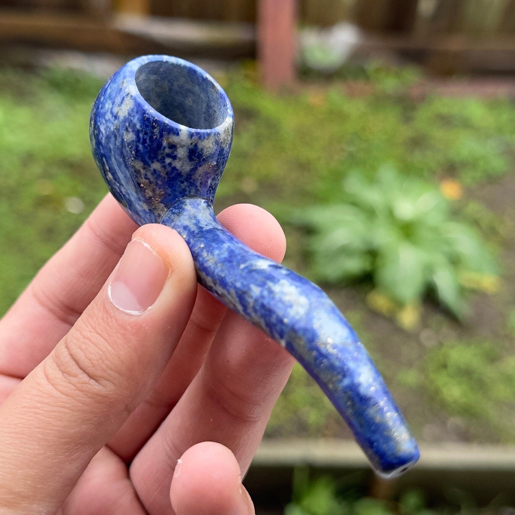 Smoking pipes made from natural lapis lazuli stone