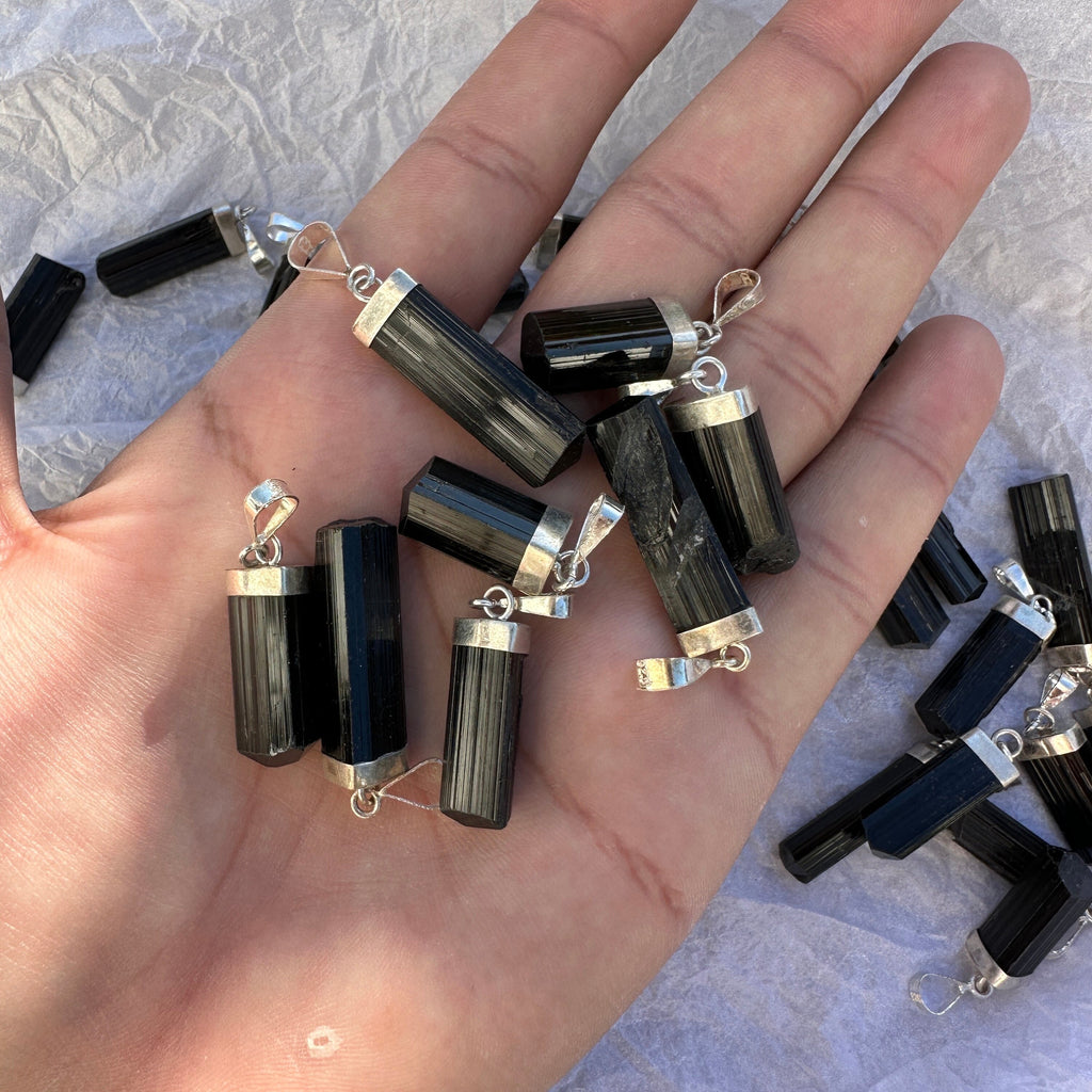 Black Tourmaline Earrings, Natural 925 Sterling Silver Hooks, Afghanistan Gemstone