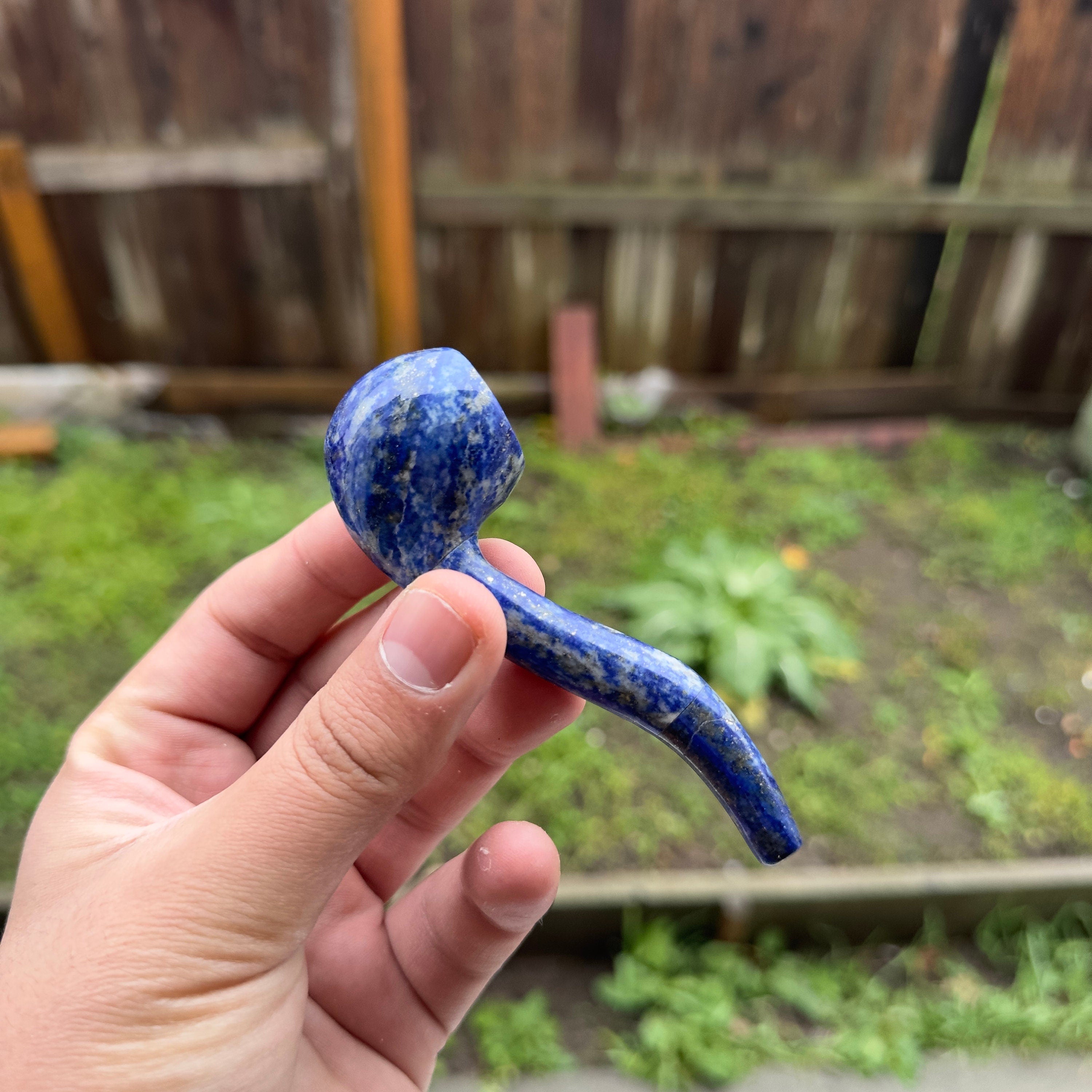 Smoking pipes made from natural lapis lazuli stone
