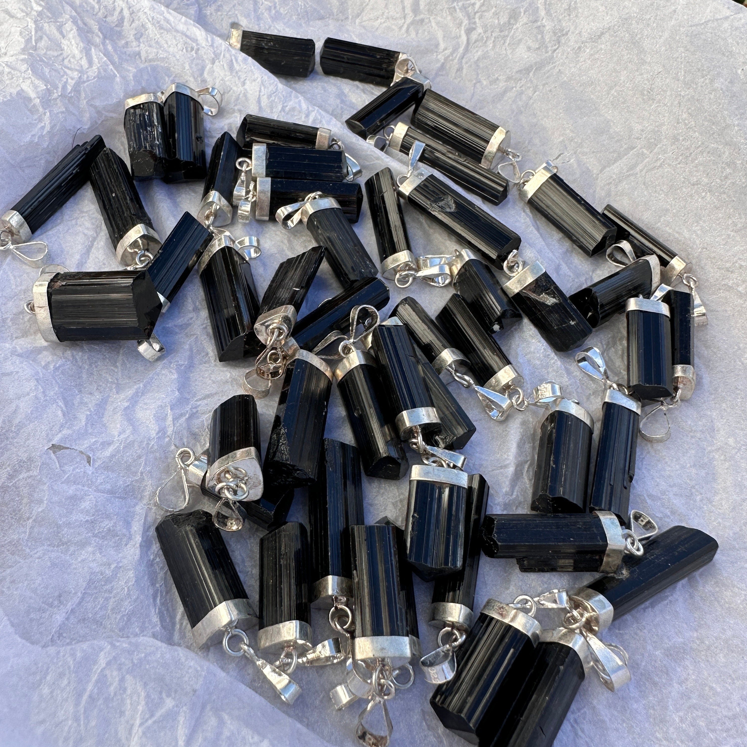 Black Tourmaline Earrings, Natural 925 Sterling Silver Hooks, Afghanistan Gemstone