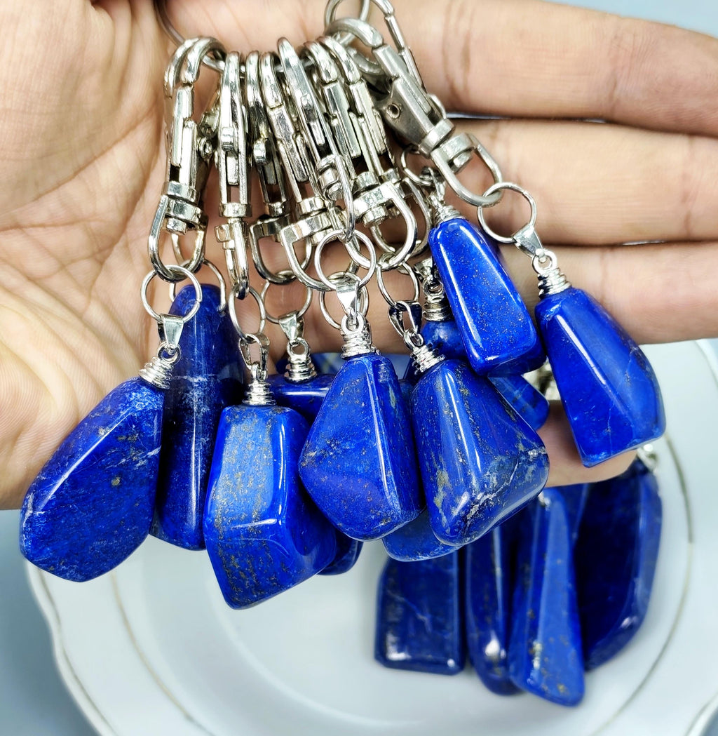 Lapis Lazuli Keychain – Free Shaped | Natural Stone Charm for Protection & Wisdom Afghanistan
