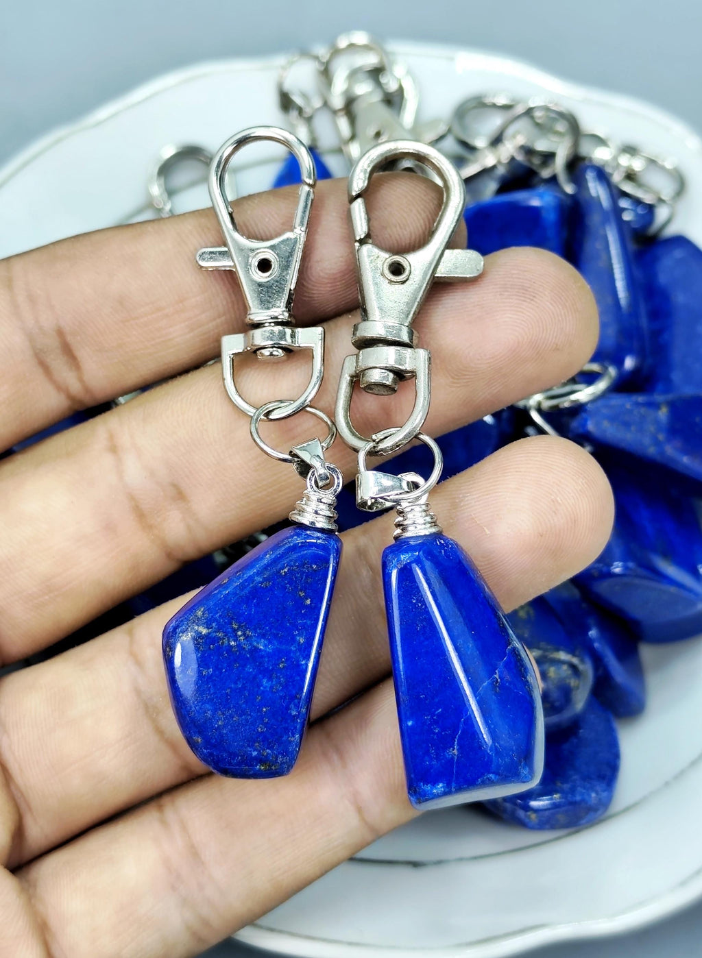 Lapis Lazuli Keychain – Free Shaped | Natural Stone Charm for Protection & Wisdom Afghanistan
