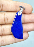 Lapis Lazuli Necklace: Natural Stone Charm, Leather Chain - Afghanistan