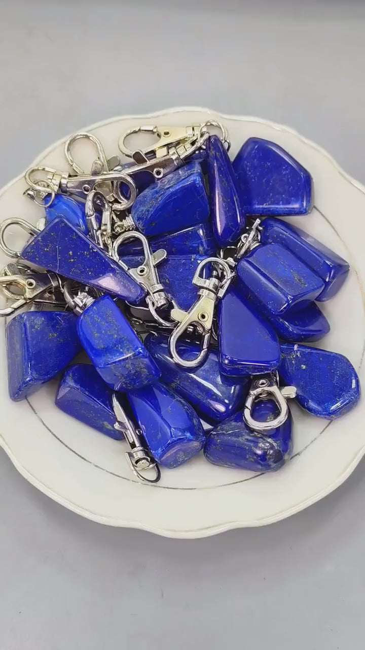 Lapis Lazuli Keychain – Free Shaped | Natural Stone Charm for Protection & Wisdom Afghanistan